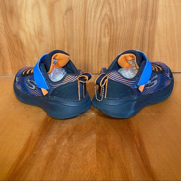 KIds 11 Skechers Go Run Blue Orange Sneakers SEF0263 - Picture 4 of 9
